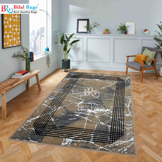 Modern polypropylene Rug,back woven(Article-6576-Mink ) Size : 5ft width  x 7.3ft length (150cm x 220cm)