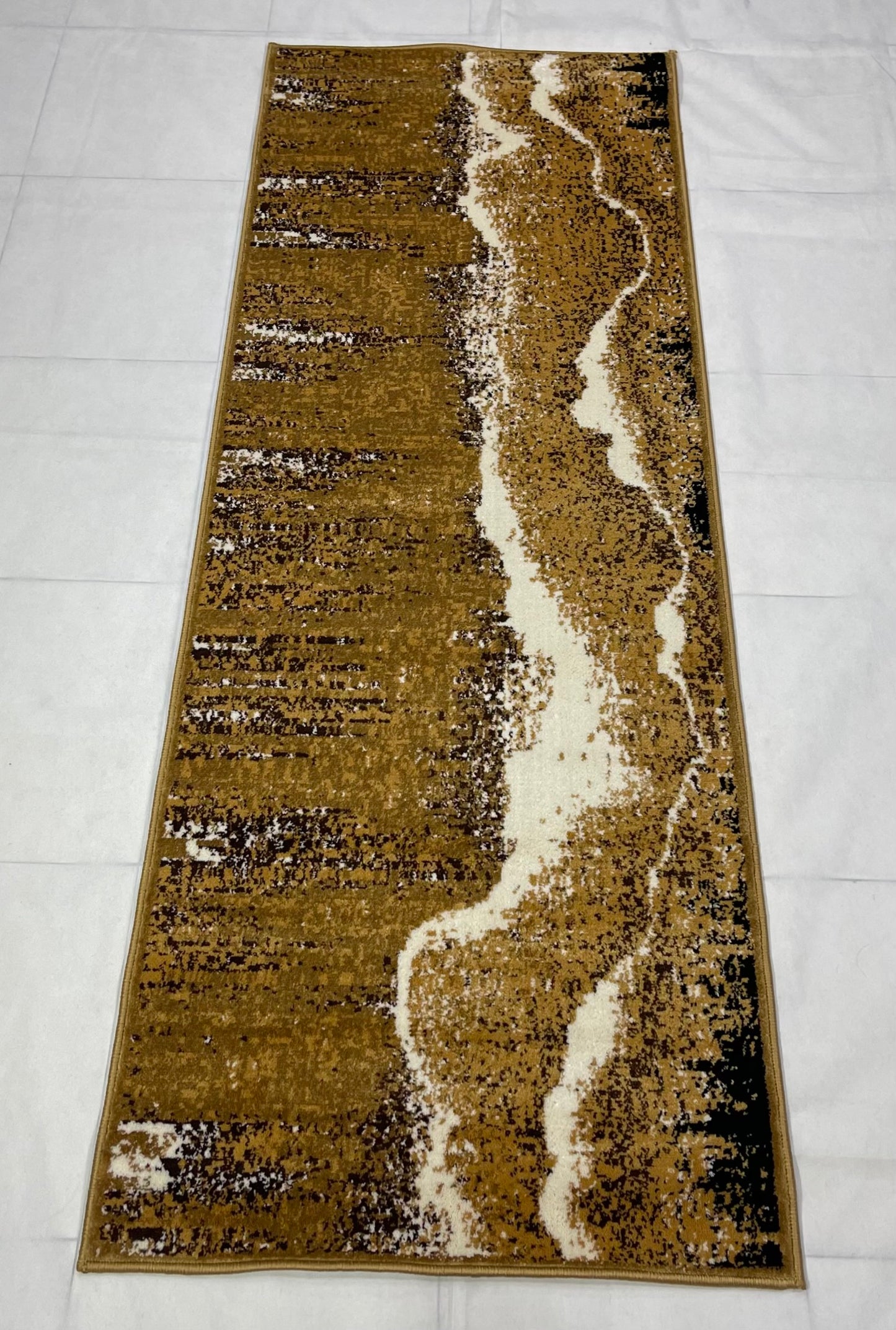 Gold Modern Polypropylene Woven Rug. Size : 2.6 ft width x 6.6 ft length (80 cm x 200cm)
