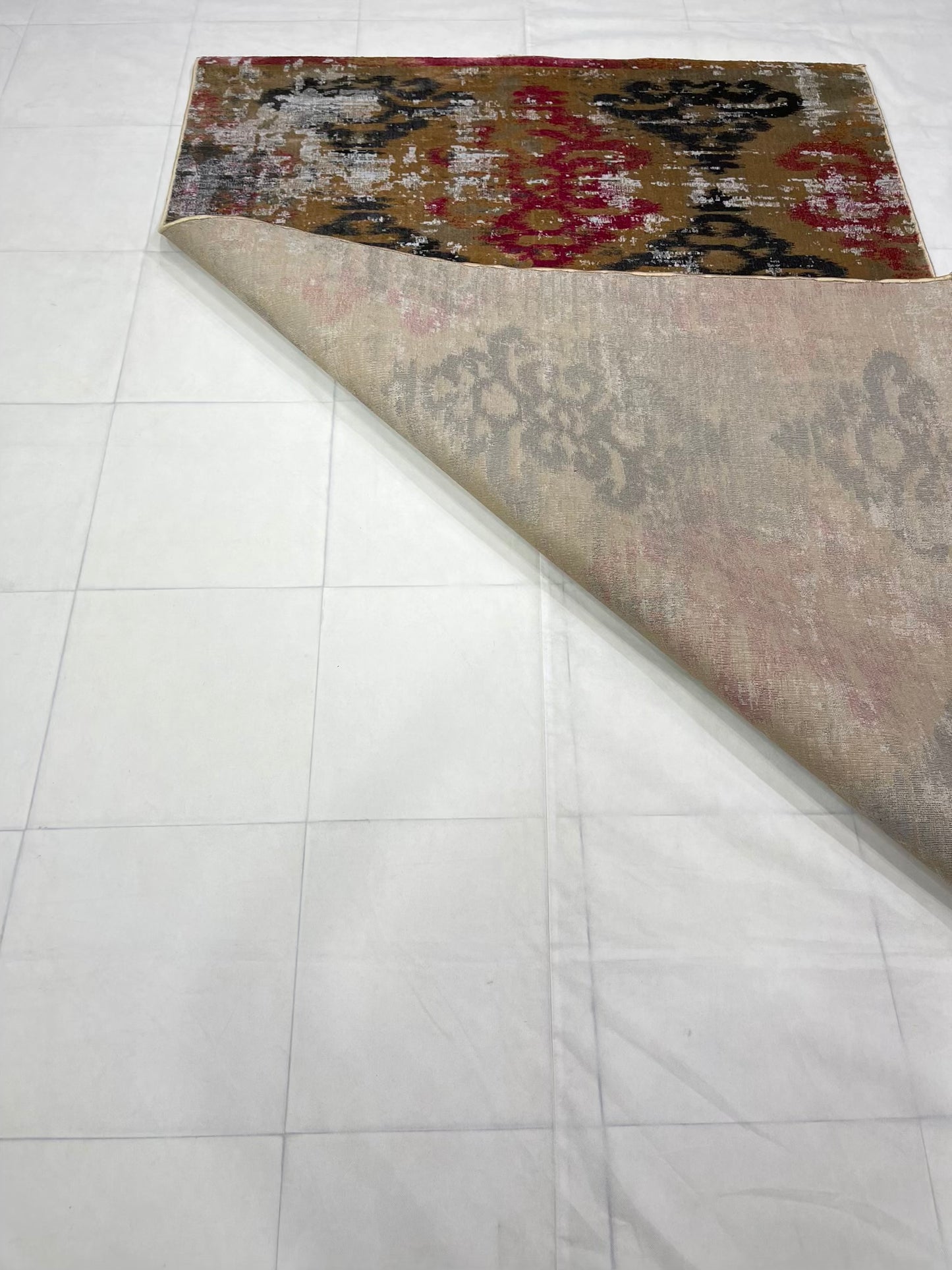 Modern Turkish Silk , Woven Back (Article-1302-Beige ,Multi) Size : 5 ft width x 7.3 ft length