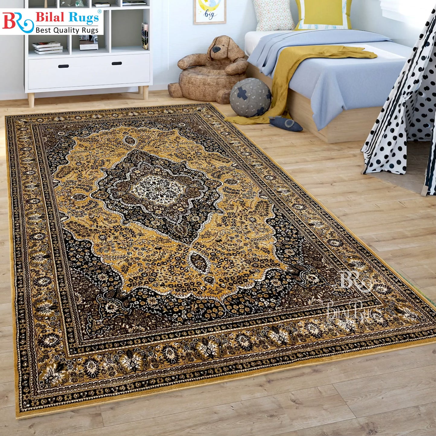 Persian polypropylene Rug,back woven(Article-25-Gold  )