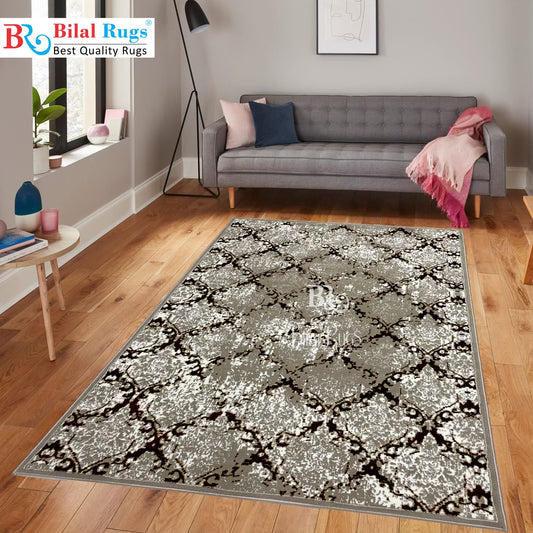 Pakistani Silk Woven Rug.(Article-1469-Light Beige , Red) Size : 5ft width  x 7.3ft length (150cm x 220cm)