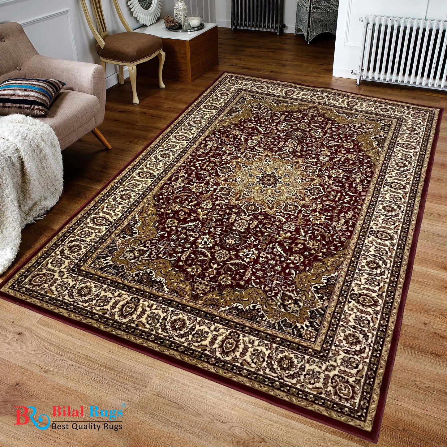 Persian polypropylene Rug,back woven(Article-20-Red)