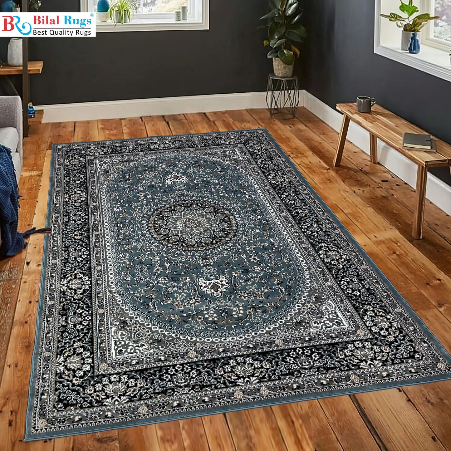 Persian Polypropylene Rug,back woven(Article-22-Blue )