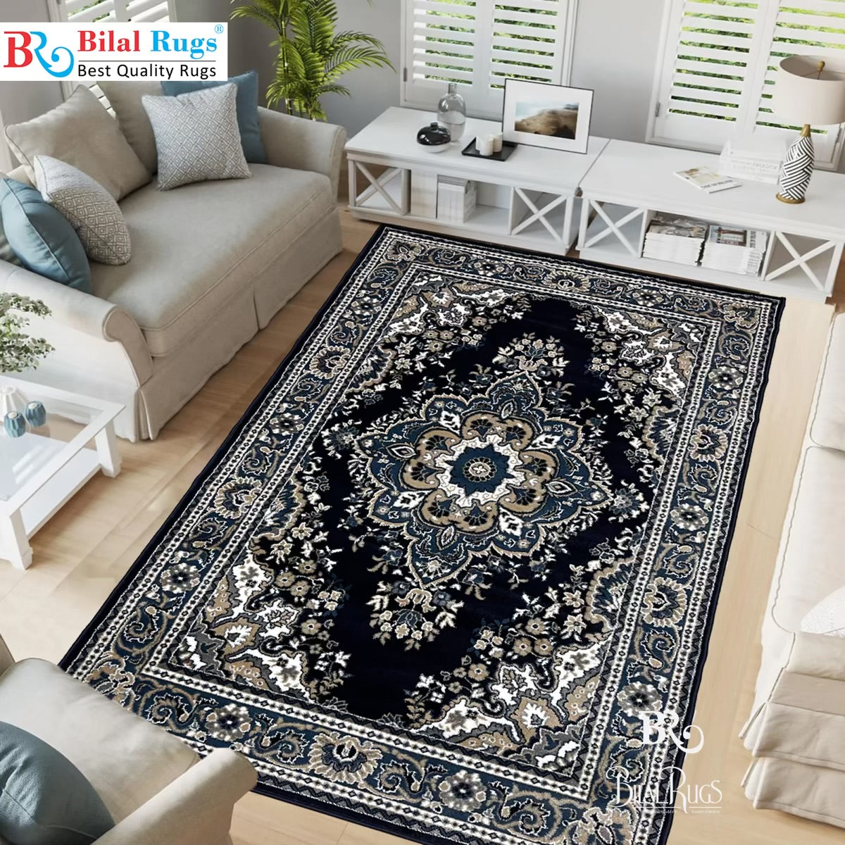 Persian polypropylene Rug,back woven(Article-35-Blue )
Size : 5ft width x 7.3ft length (150cm x 220cm)