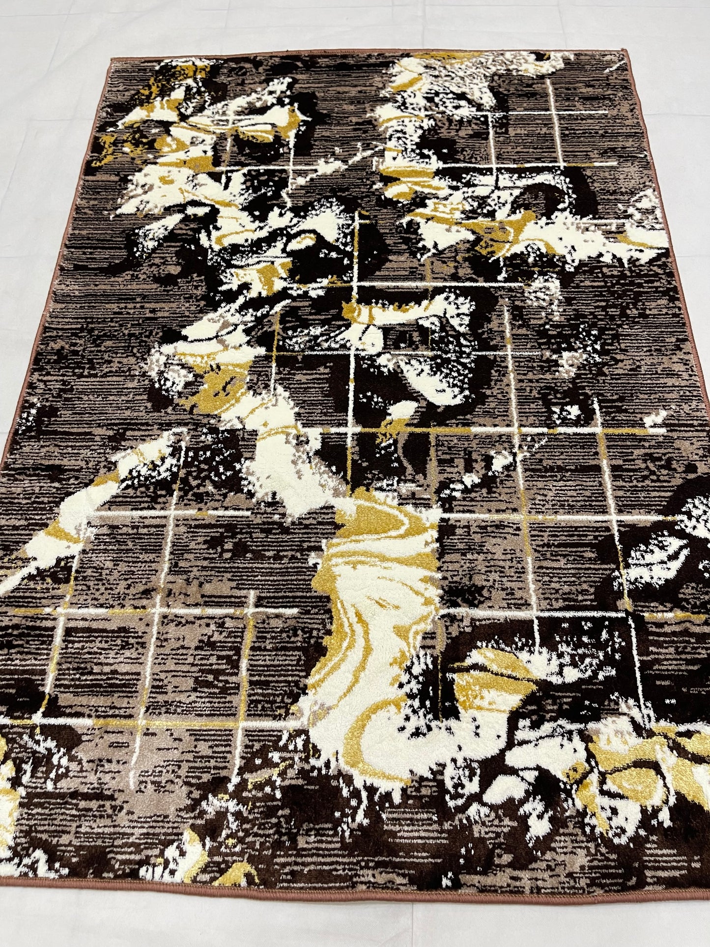 Polyester Silk Woven Rug.(Article-1557-Beige) Size : 4 ft width x 5.6 ft length