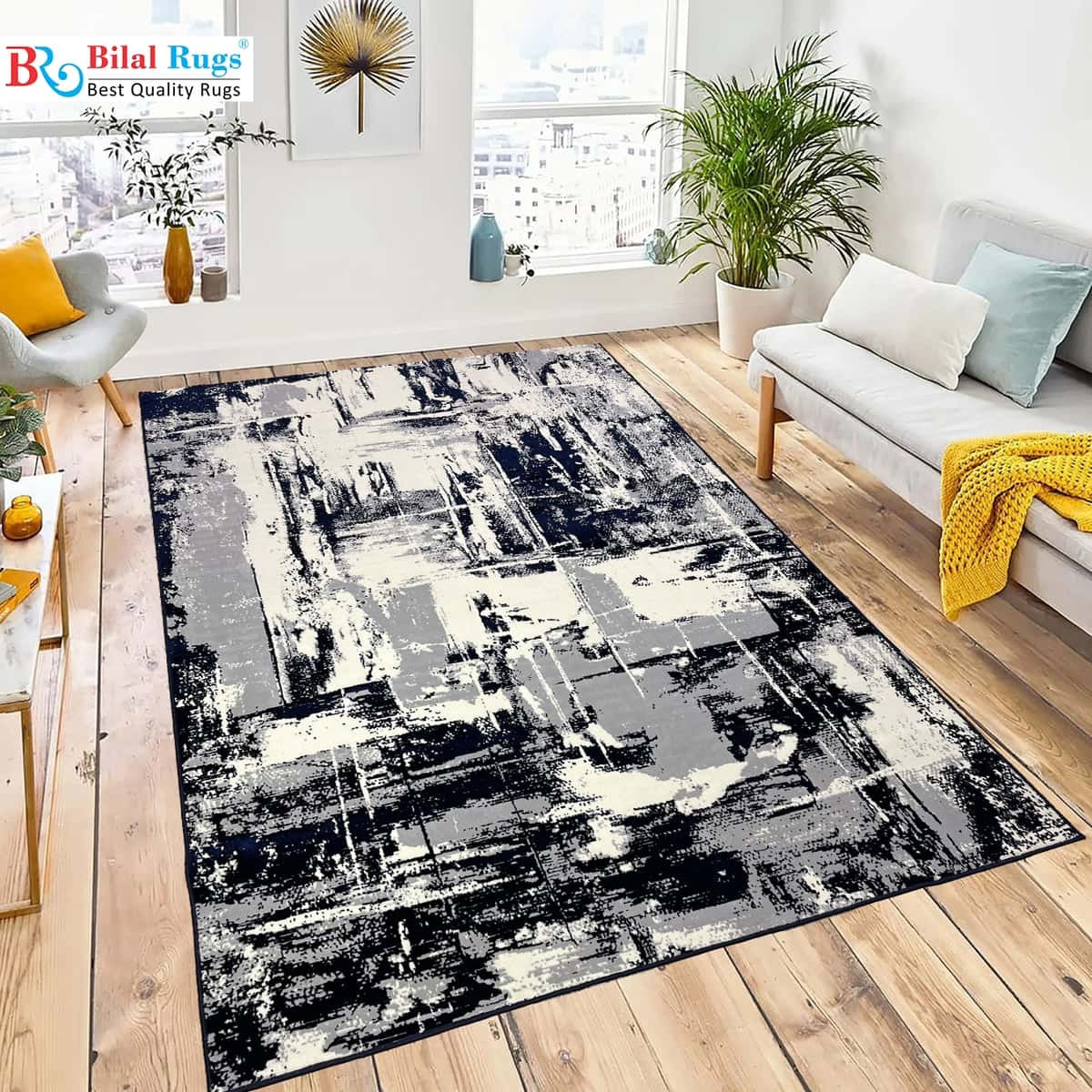 Polyester Silk.(Article-1604-Blue , offwhite)
Size : 6.6 ft width x 9.6 ft length ( 200 cm x 290 cm)