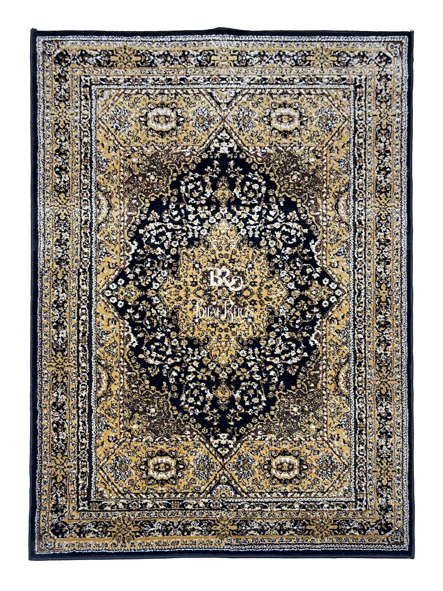 Persian Polypropylene Rug,Woven Back
(Article-88-Black)
Size : 4 ft width x 5.6 ft length (120 cm x 170 cm)