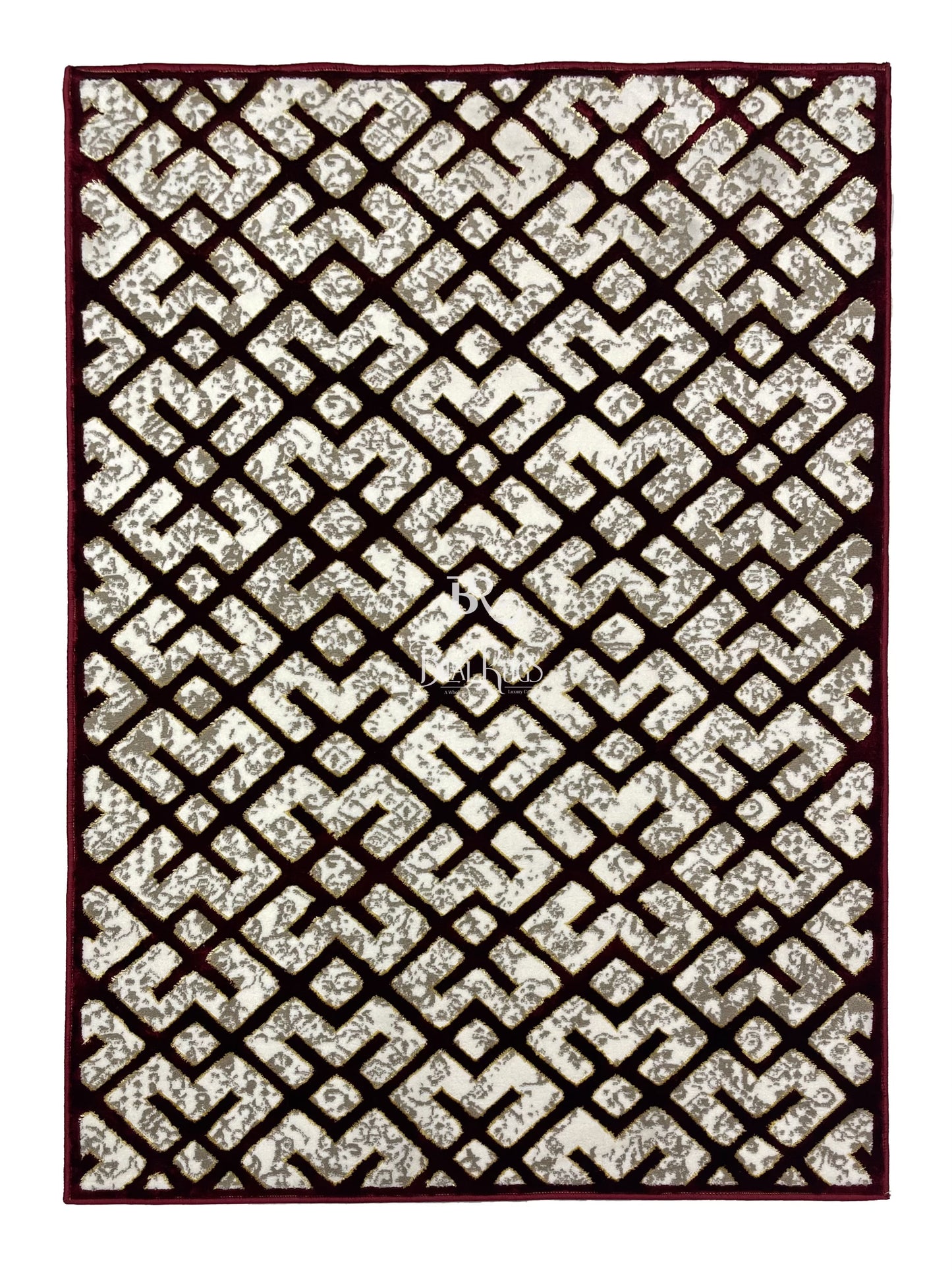 Pakistani Silk Woven Rug.(Article-1553-Red) Size : 4 ft width x 5.6 ft length