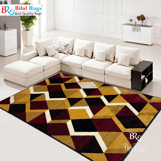 Modern Polypropylene Rug,back woven(Article-1443-black, Multi)
Size : 5ft width  x 7.3ft length (150cm x 220cm)