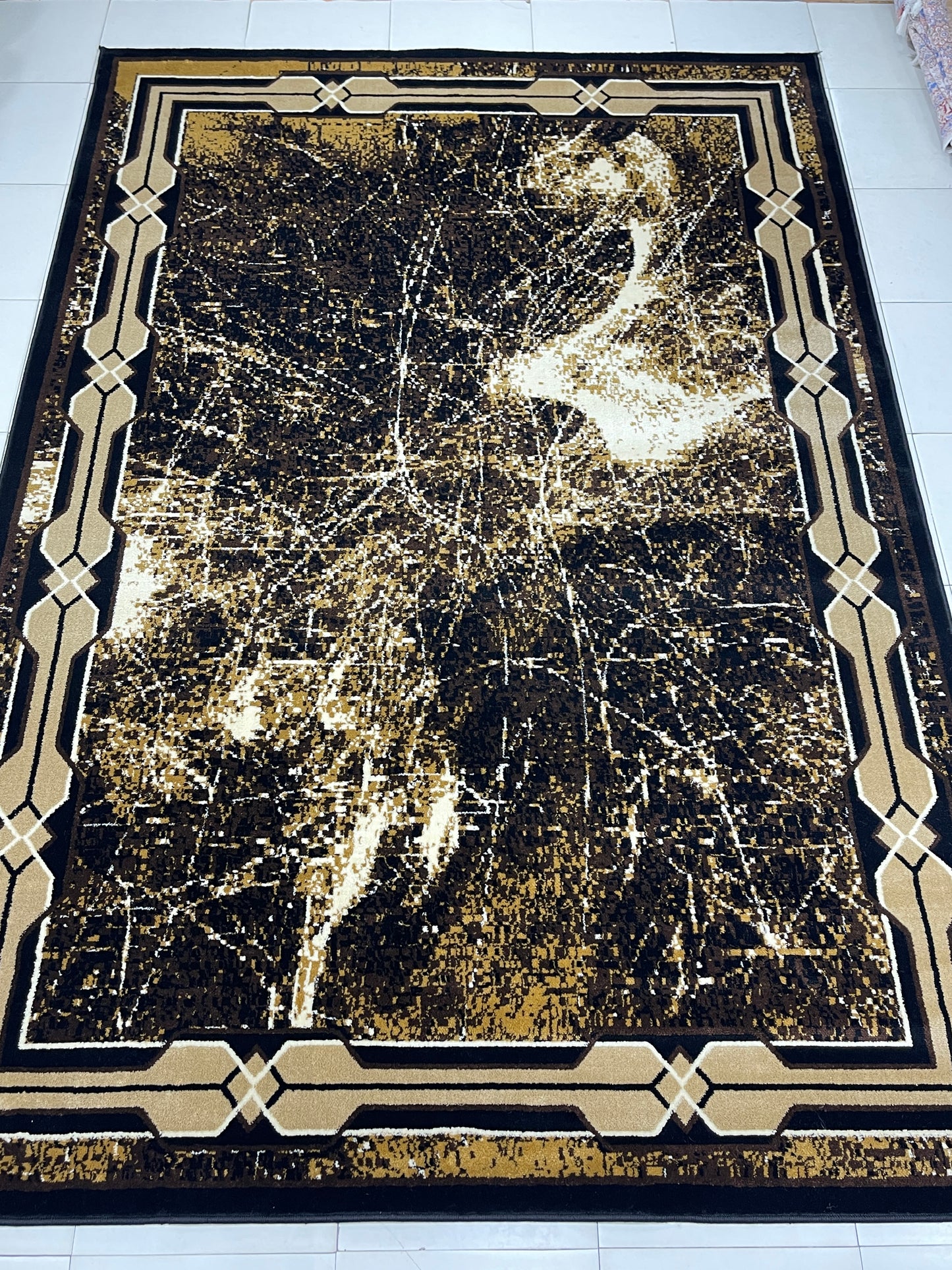 Modern polypropylene Rug,back woven(Article-232-Black)