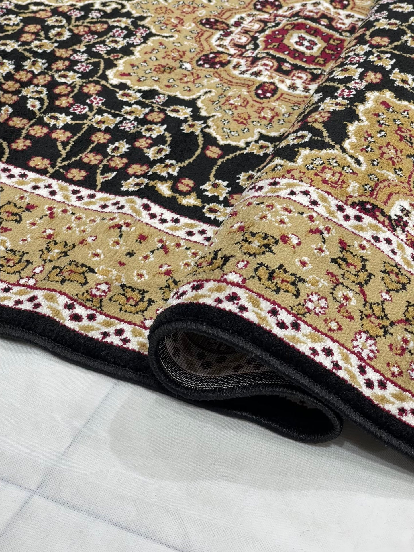 Persian polypropylene Rug,back woven(Article-766-Black)