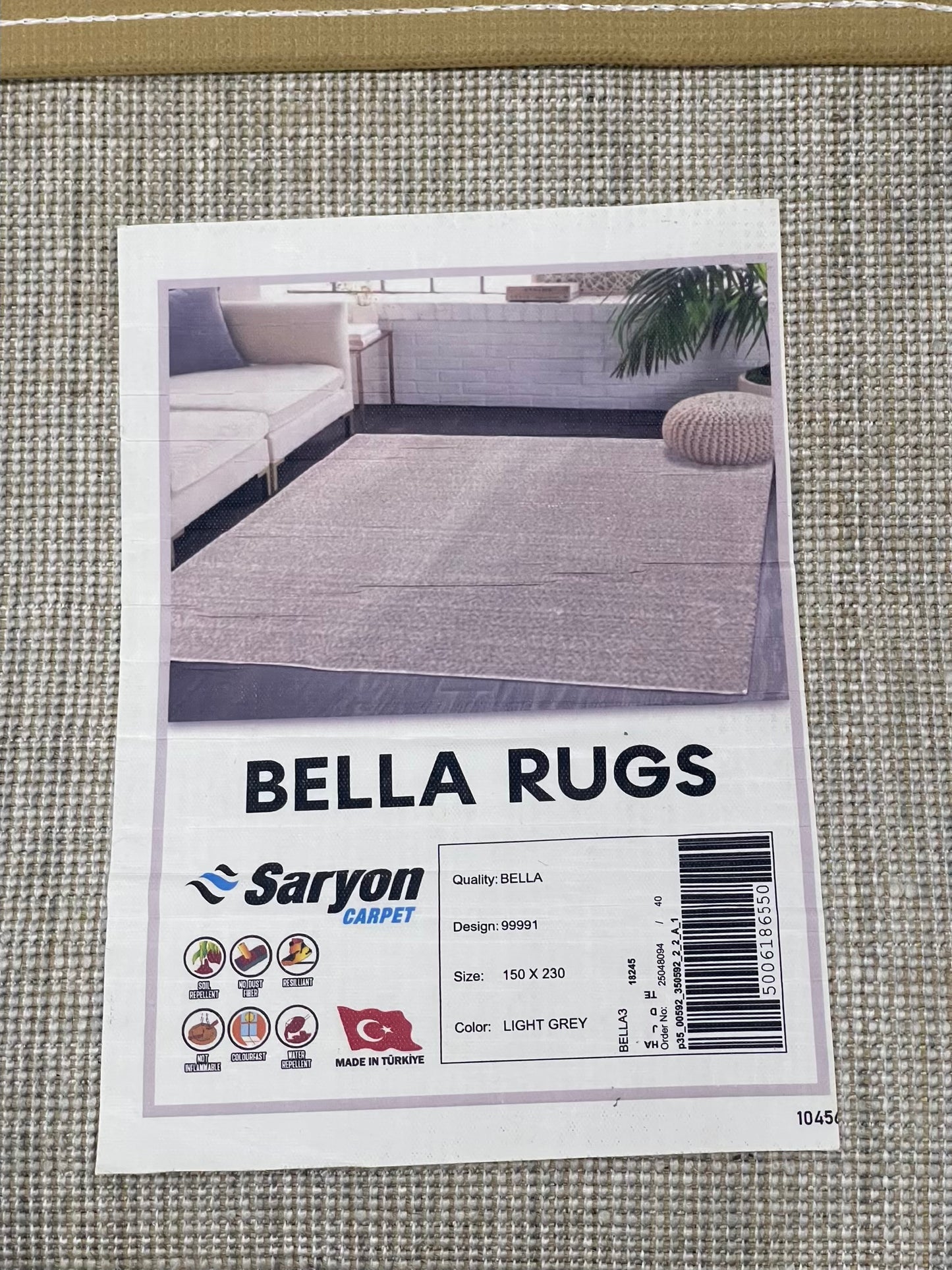Modern Turkish Silk , Woven Back (Article-1305-Off white,Grey) Size : 5 ft width x 7.3 ft length