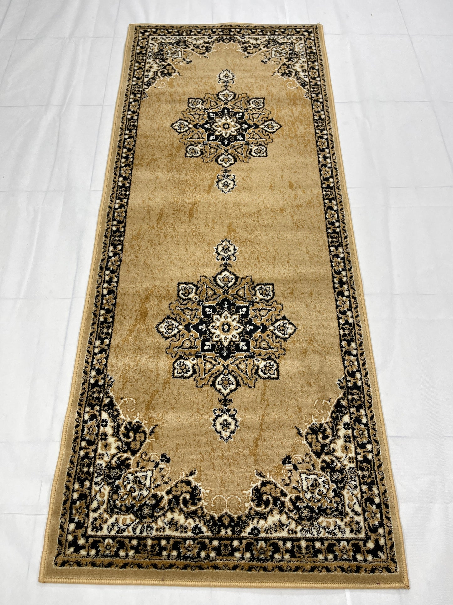 Beige Persian Polypropylene Woven Rug.
Size : 2.6 ft width x 6.6 ft length
(80 cm x 200cm)