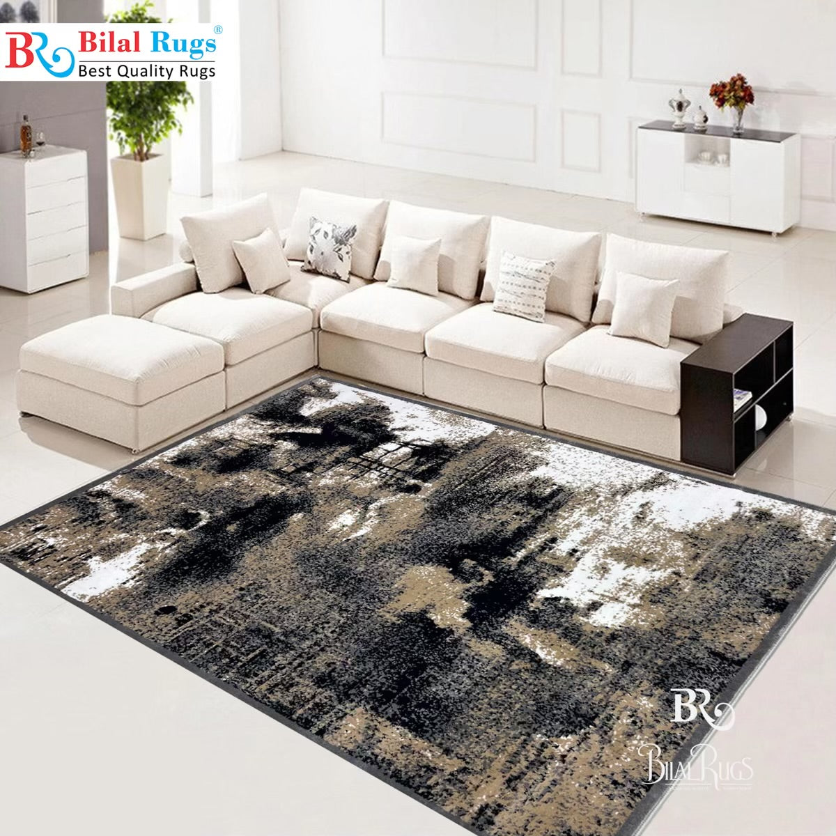 Modern Polypropylene Rug,back woven(Article-1654-Grey)
Size : 5ft width x 7.3ft length (150cm x 220cm)