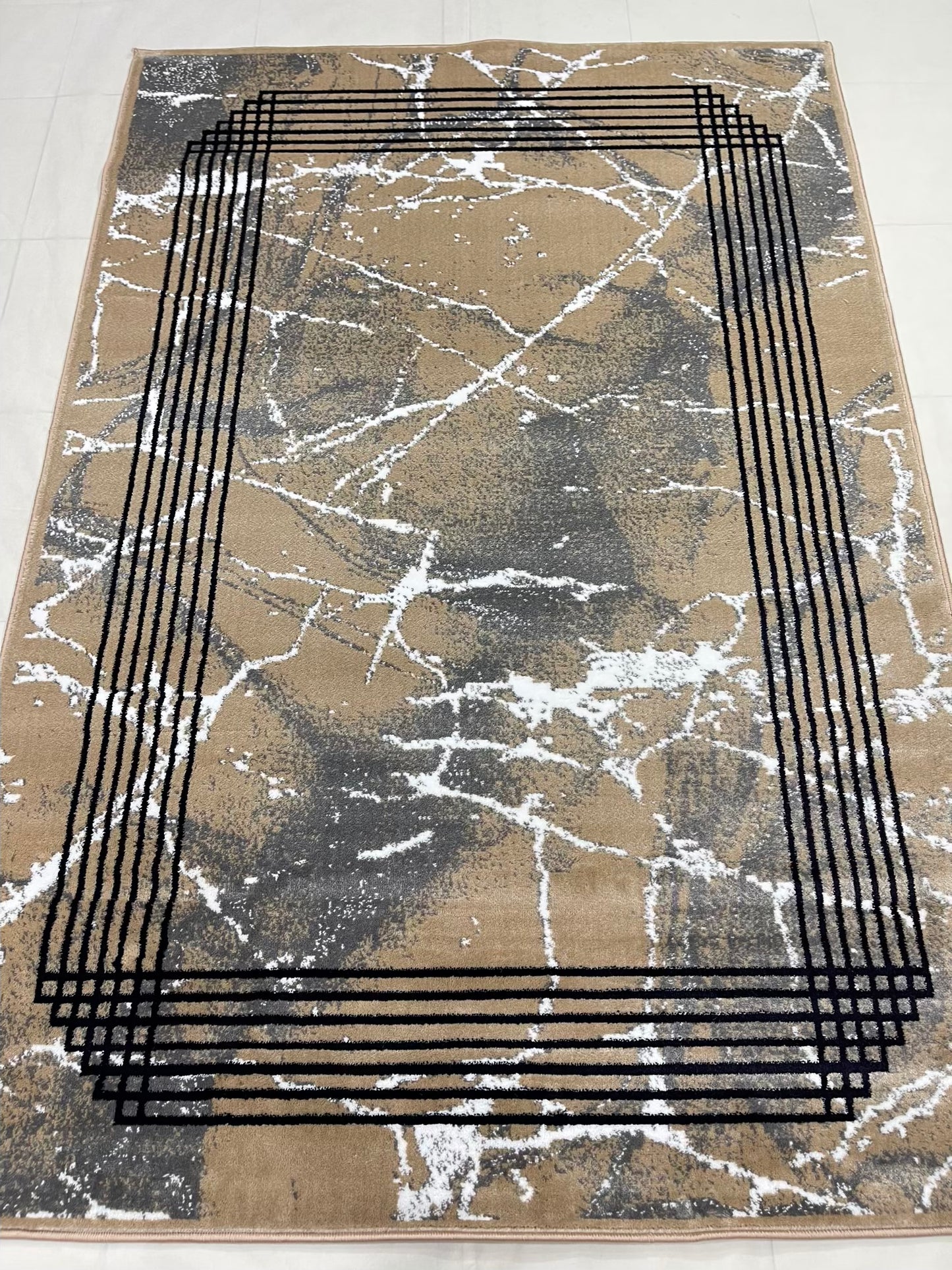 Modern polypropylene Rug,back woven(Article-6576-Mink ) Size : 5ft width x 7.3ft length (150cm x 220cm)