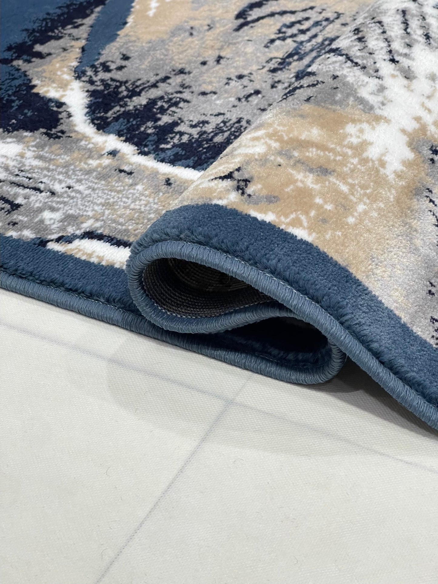 Modern polypropylene Rug,back woven (Article-175-Blue) Size : 4 ft width x 5.6 ft length (120 cm x 170 cm)