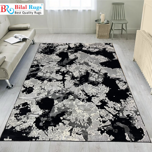 Turkish Top Quality Silk.(Article-1077-Black , Grey) Size: 6.6 ft width x 9.6 ft length (200cm x 290cm)