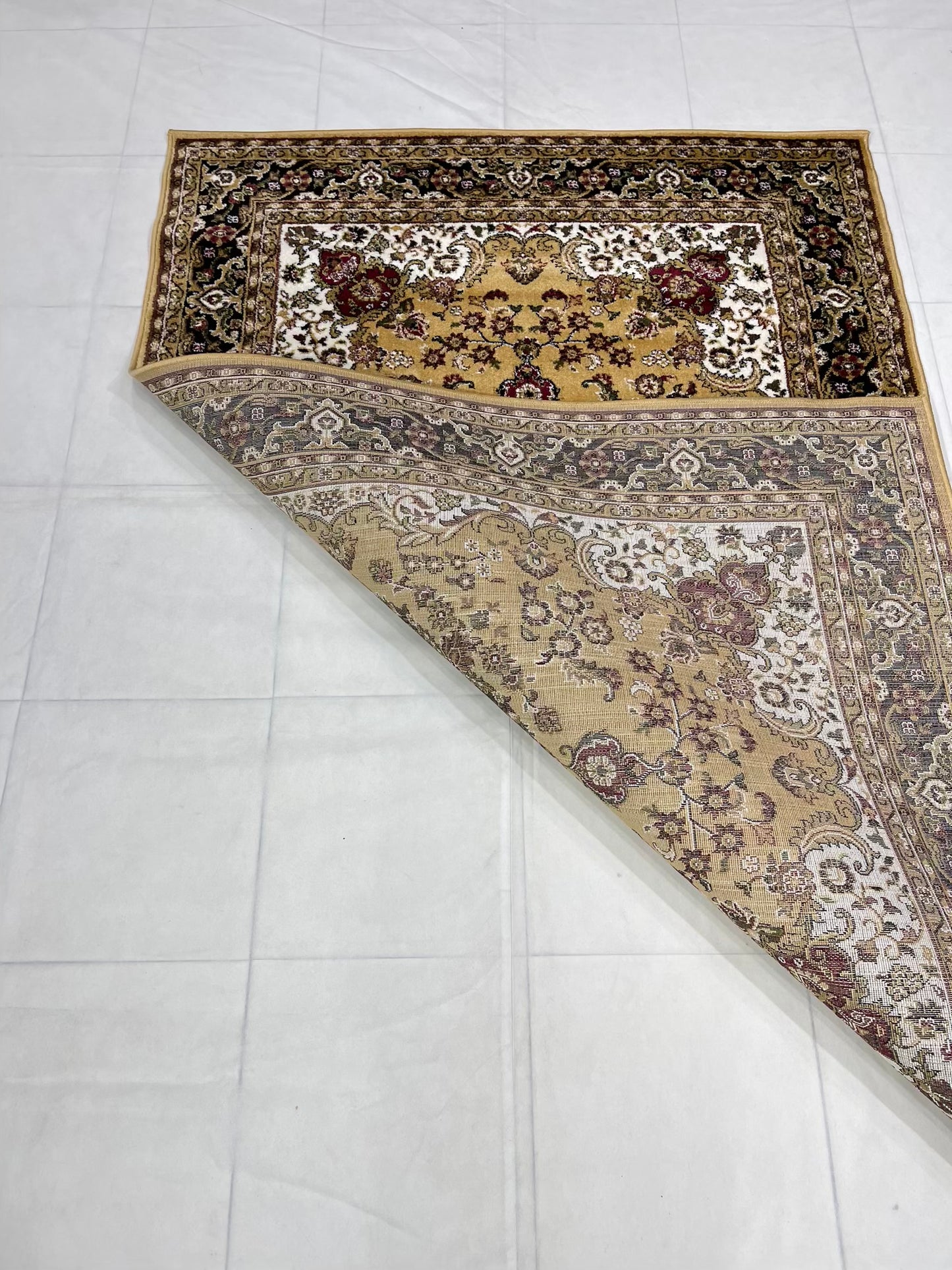 Persian Polypropylene Rug,back woven(Article-55-Gold)
Size : 5ft width x 7.3ft length (150cm x 220cm)