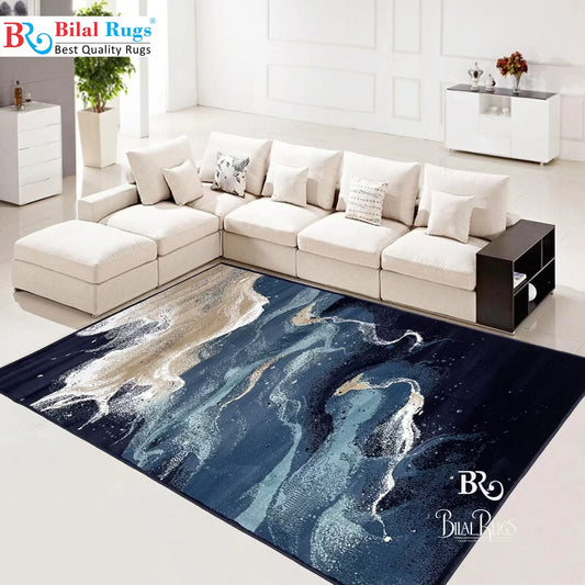 Modern polypropylene Rug,back woven(Article-2221-Blue)
Size : 5ft width  x 7.3ft length (150cm x 220cm)