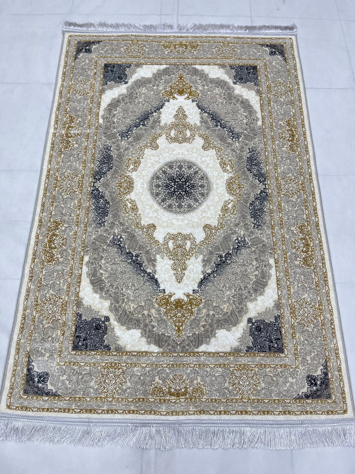Irani Pure Acrylic 1200 Reeds Article -203-Off white Size : 3 ft width x 5 ft length (100cm x 150cm)