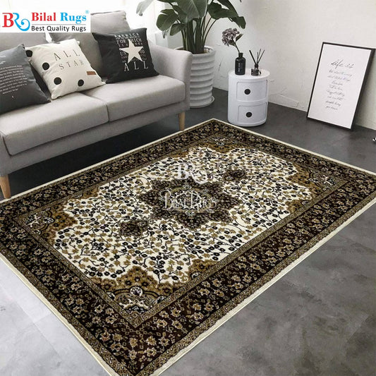 Persian Polypropylene Rug,back woven(Article-55-Off white)
Size : 5ft width  x 7.3ft length (150cm x 220cm)