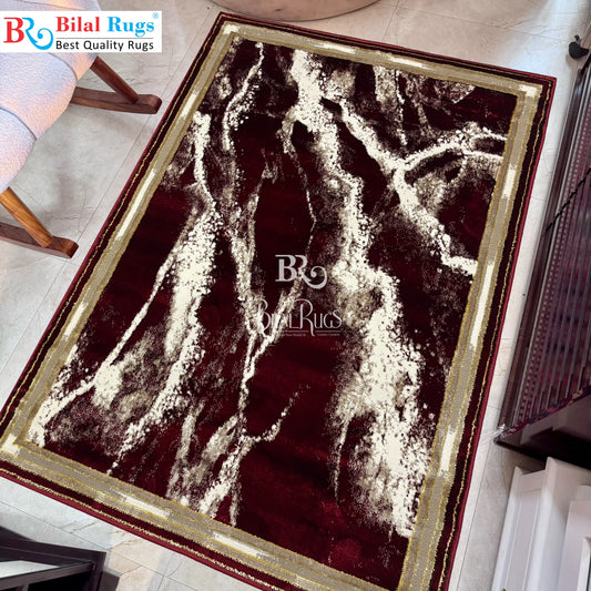 Pakistani Silk Woven Rug.(Article-1552-Red) Size : 4 ft width x 5.6 ft length