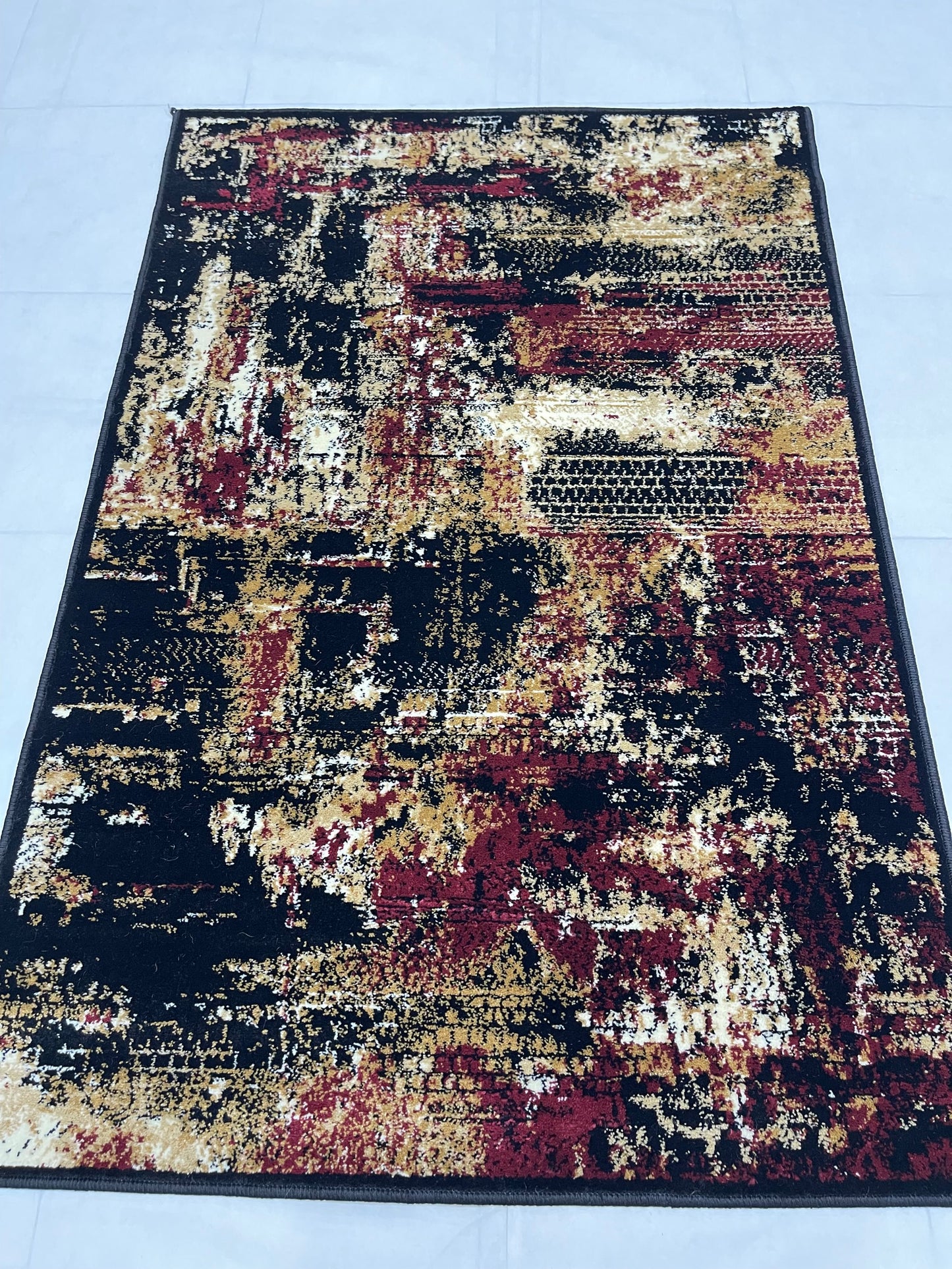 Modern Polypropylene Rug,Woven Back (Article-72-Black) Size : 3 ft width x 5 ft length (100cm x 150 cm)