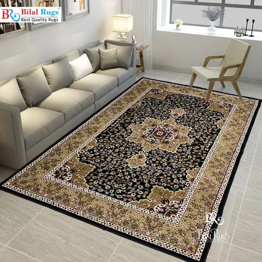 Persian polypropylene Rug,back woven(Article-766-Black)