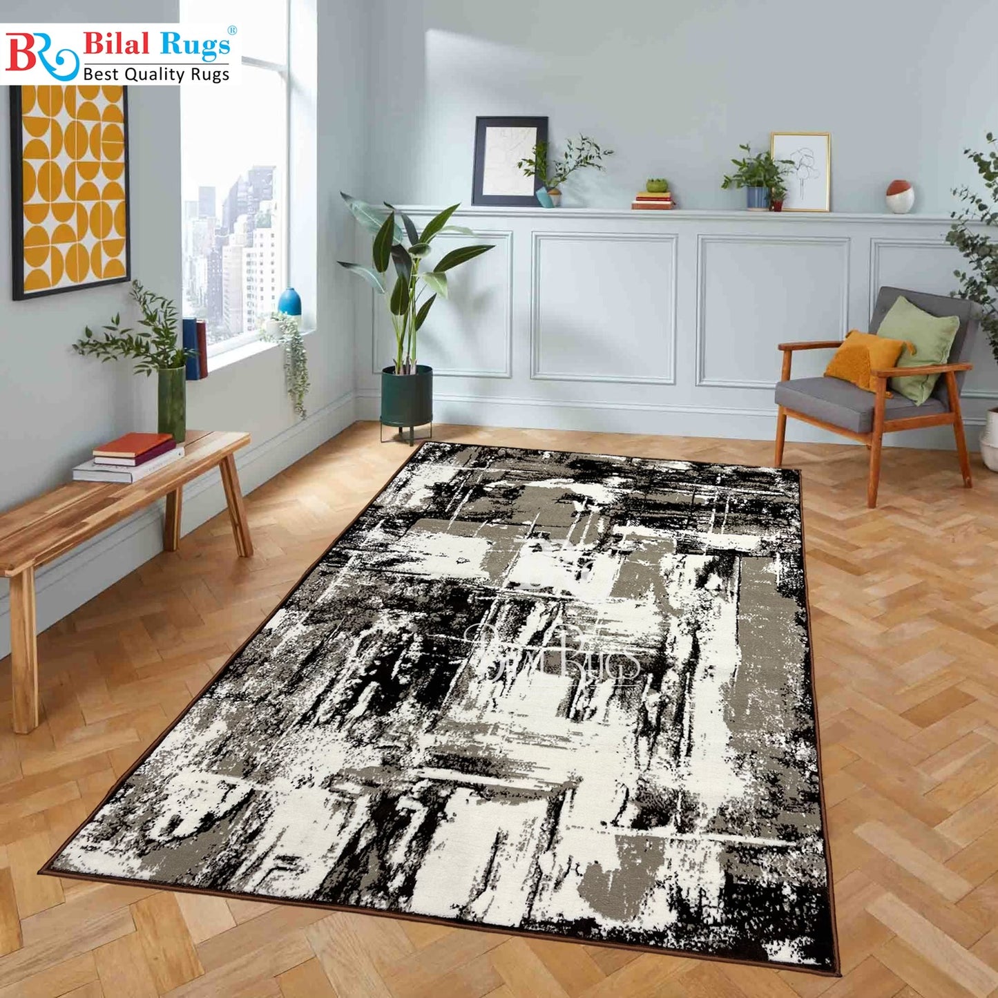 Pakistani Silk Woven Rug.(Article-1467-Brown) Size : 5ft width  x 7.3ft length (150cm x 220cm)