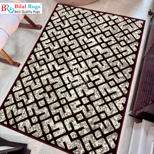 Pakistani Silk Woven Rug.(Article-1553-Red) Size : 4 ft width x 5.6 ft length