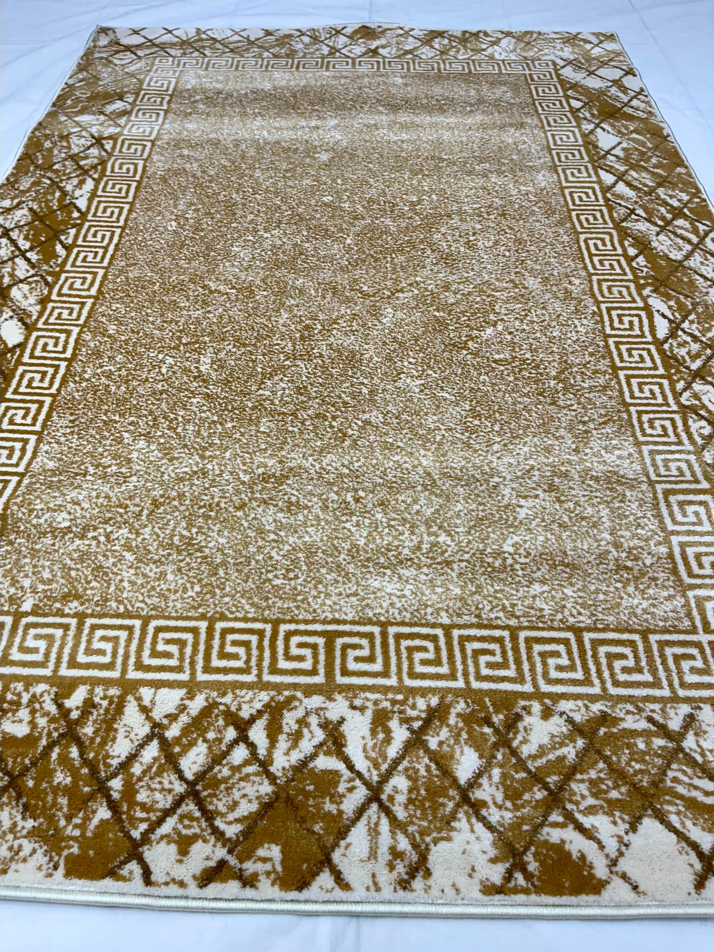 Modern polypropylene Rug,back woven(Article-1245-Off white) Size : 5 ft width x 7.3 ft length ( 150 cm x 220 cm)