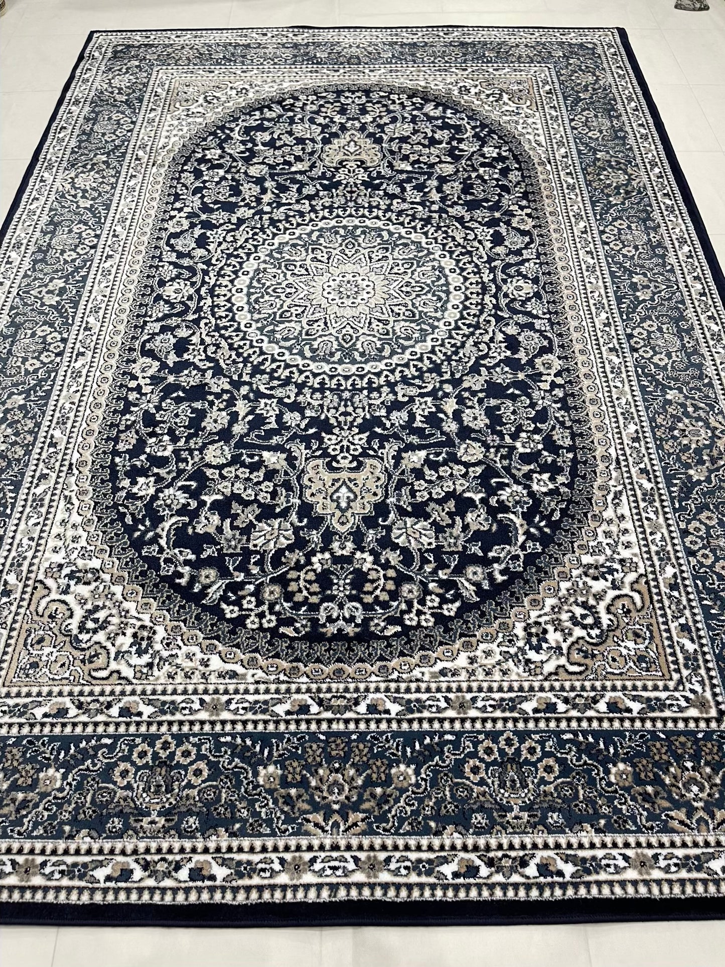 Persian polypropylene Rug,back woven(Article-22-Blue)
Size : 6.6 ft width x 9.6 ft length (200cm x 290cm)