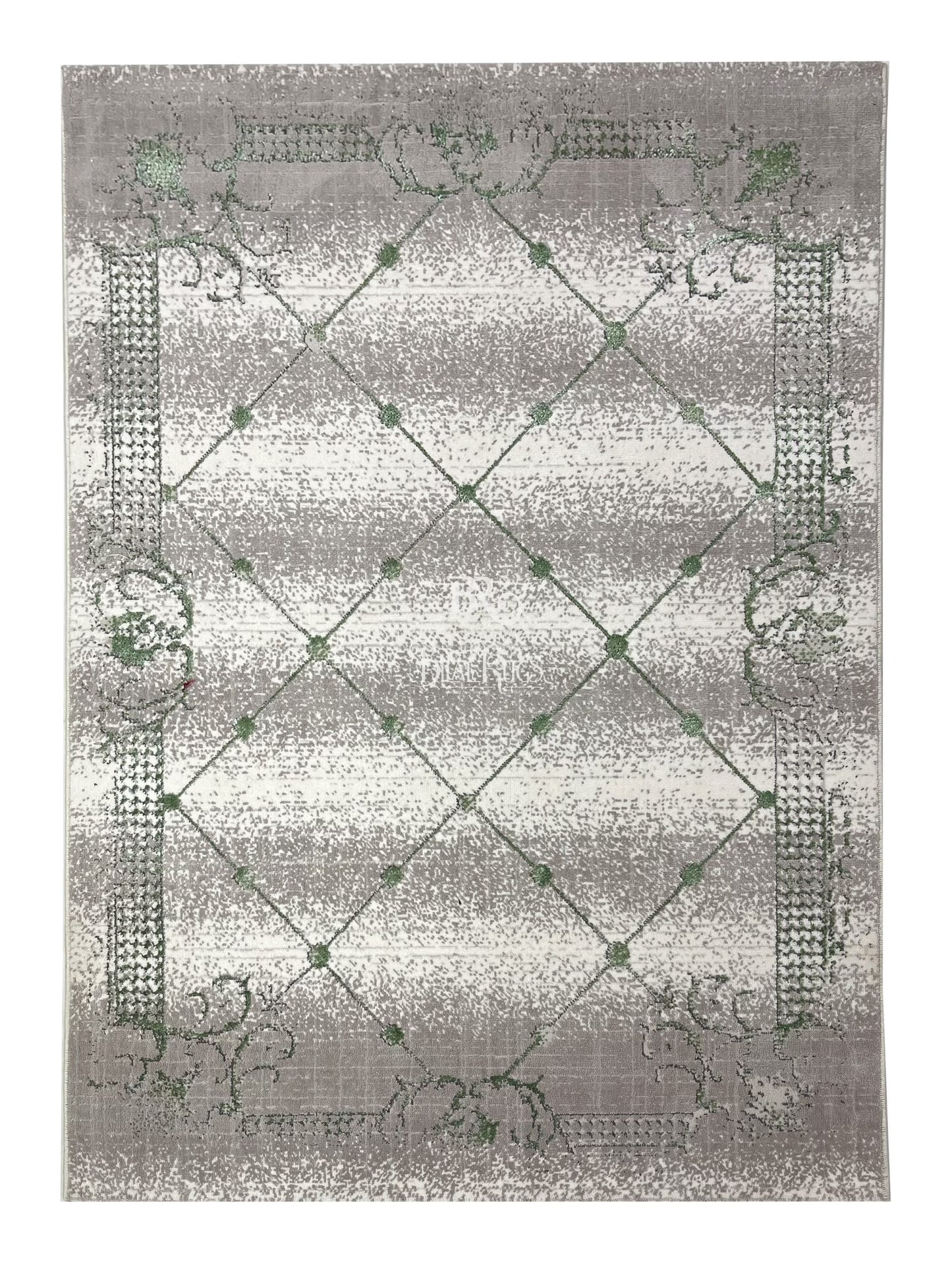 Irani viscose Rug , Woven Back Article-303-Green Size : 3 ft width x 5 ft length (100 cm x 150cm)