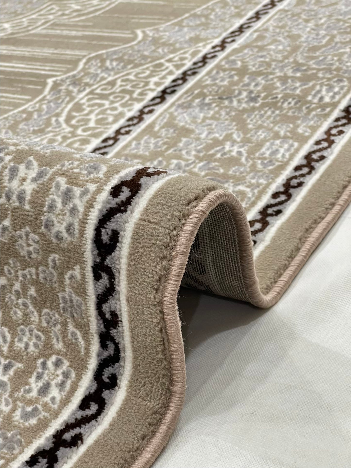 Polyester Silk.(Article-2573-Cream , white ) Size : 6.6 ft width x 9.6 ft length ( 200 cm x 290 cm)