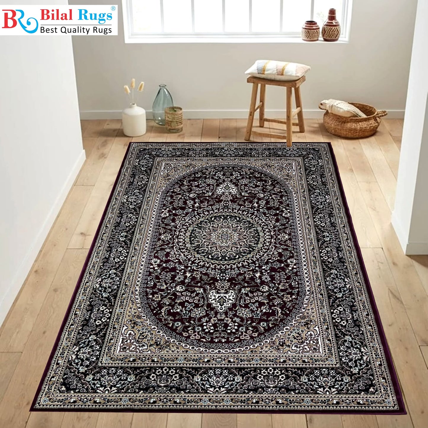 Persian polypropylene Rug,back woven(Article-22-Purple)
Size : 6.6 ft width x 9.6 ft length (200cm x 290cm)
