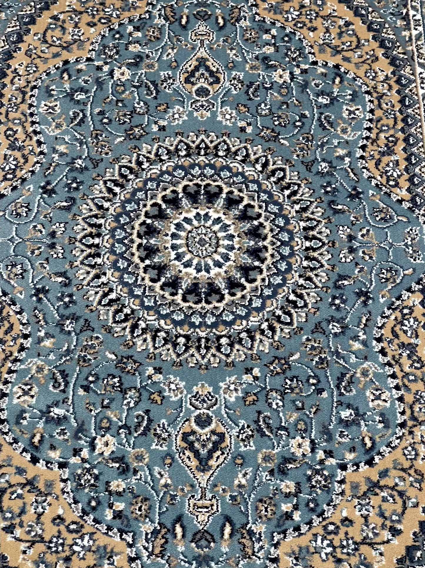 Persian polypropylene Rug,back woven(Article-22-Feroze)
Size : 5ft width x 7.3ft length (150cm x 220cm)