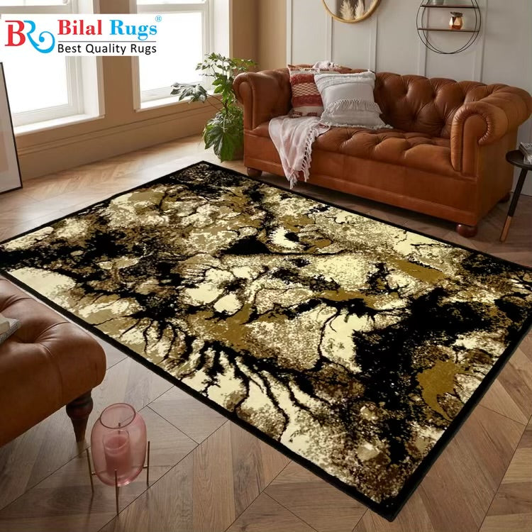Modern polypropylene Rug,back woven(Article-1302-Black)
Size : 5ft width x 7.3ft length (150cm x 220cm)