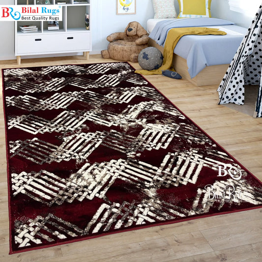 Pakistani Silk Woven Rug.(Article-1451-Red) Size : 5ft width  x 7.3ft length (150cm x 220cm)