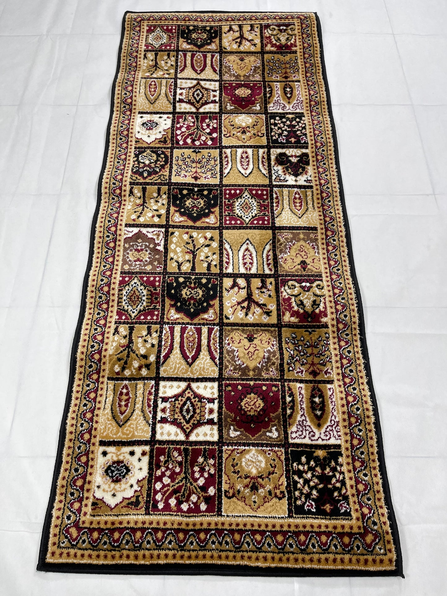 Black Persian Polypropylene Woven Rug. Size : 2.6 ft width x 6.6 ft length (80 cm x 200cm)