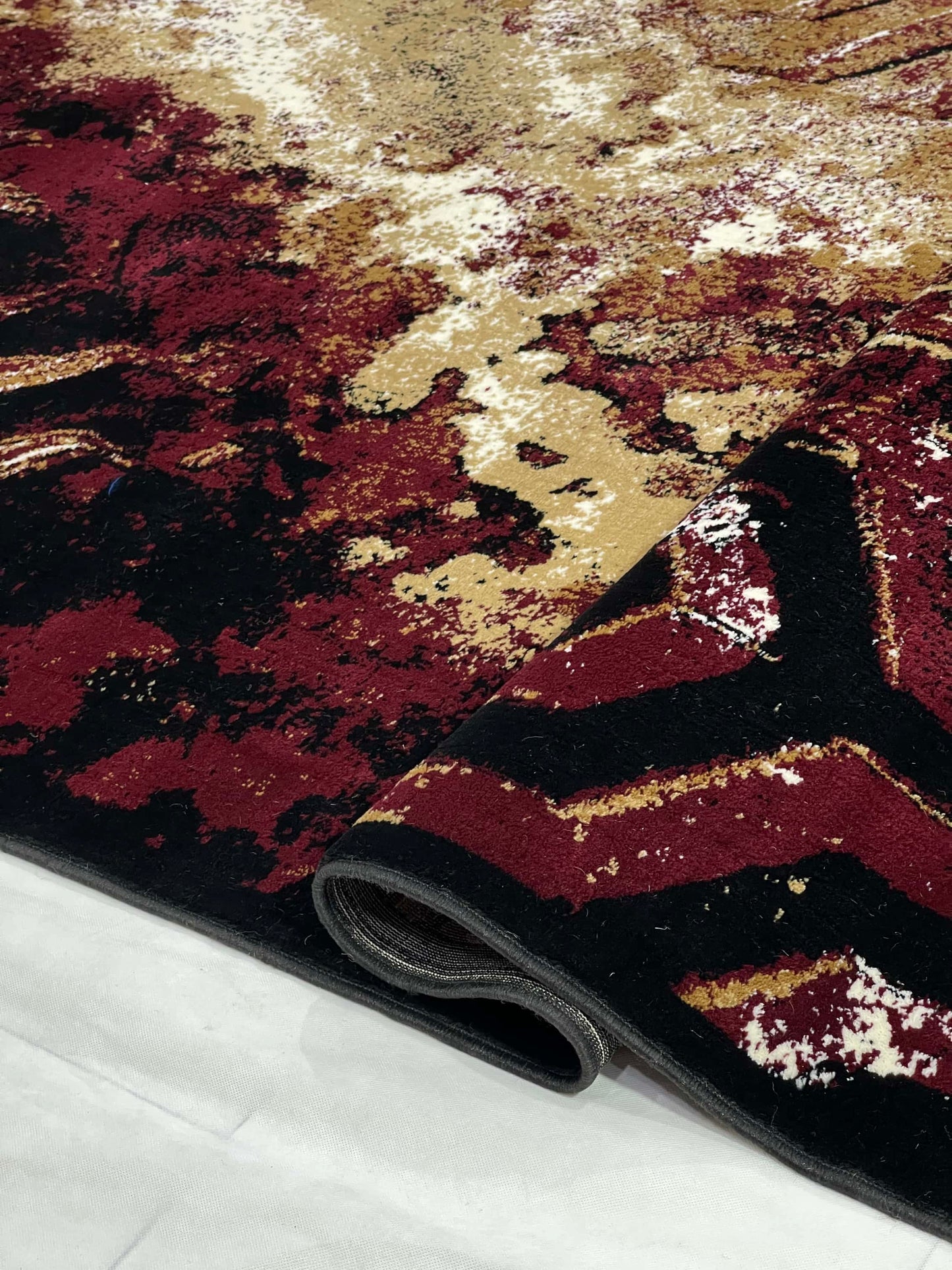 Modern polypropylene Rug,back woven(Article-4687-Black Multi)