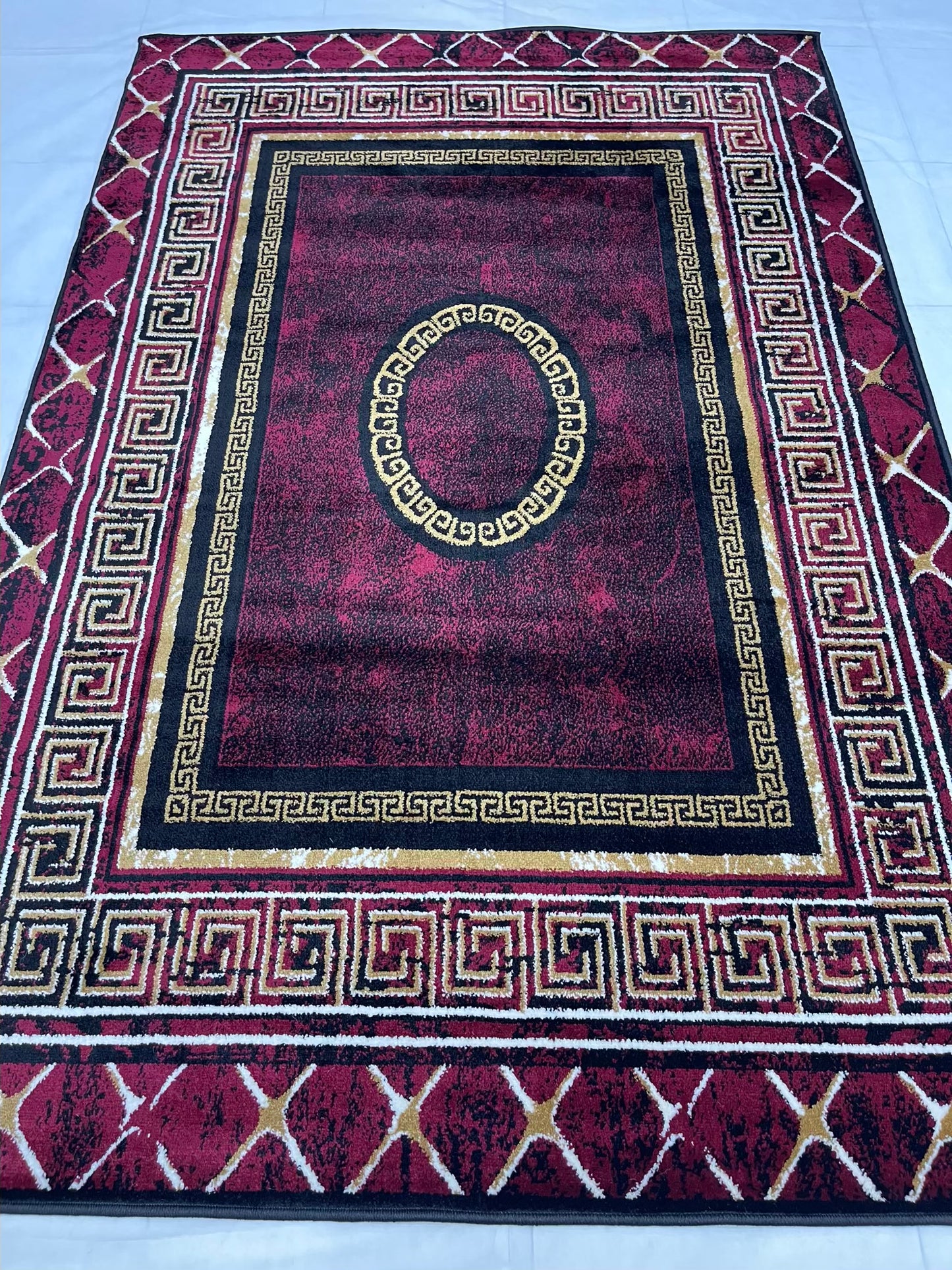 Versace Polypropylene Rug,back woven(Article-76-Red)