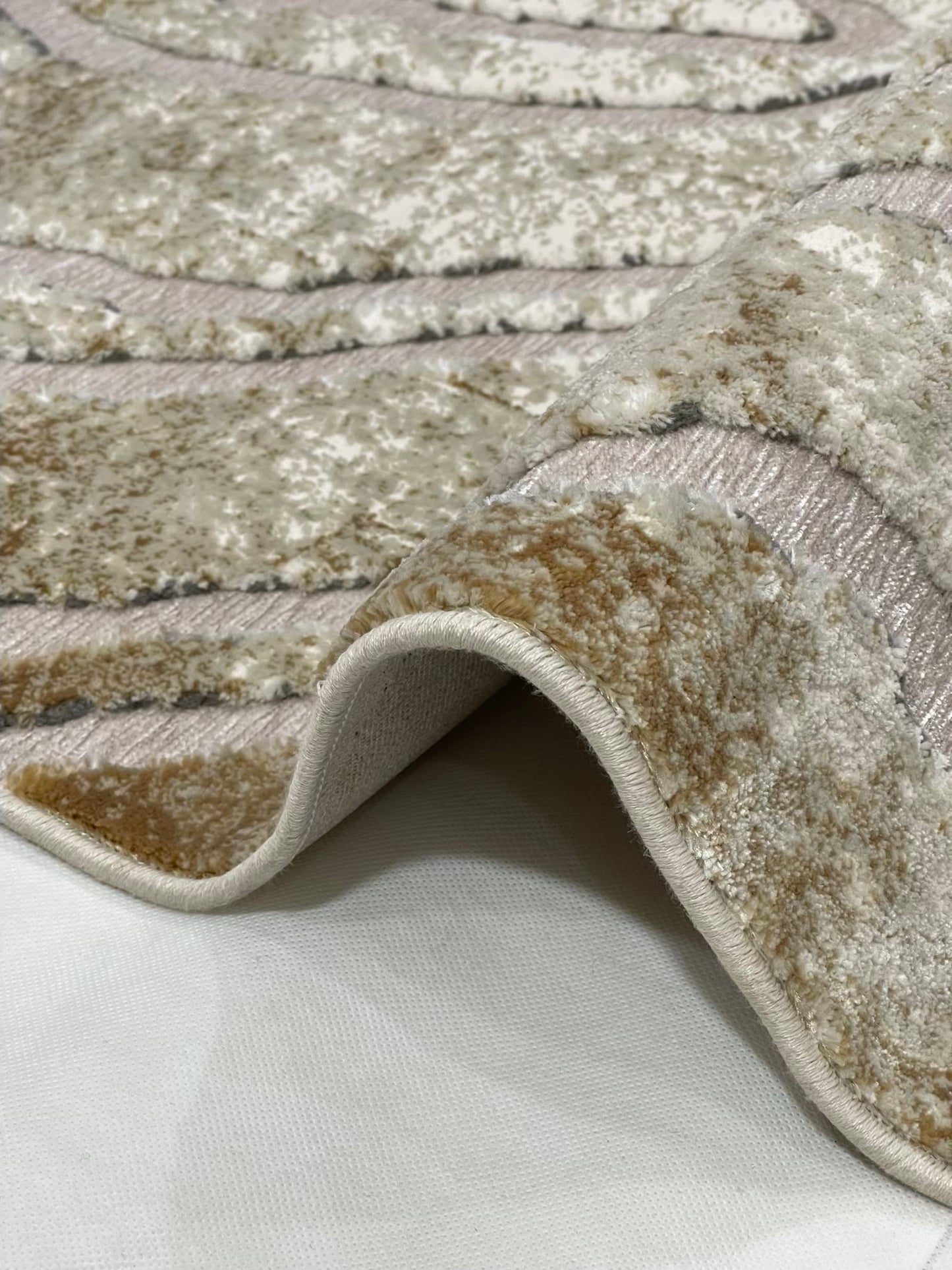 Irani viscose Cutt work Rug , Woven Back Article-307-Light Beige Size : 3 ft width x 5 ft length (100 cm x 150cm)