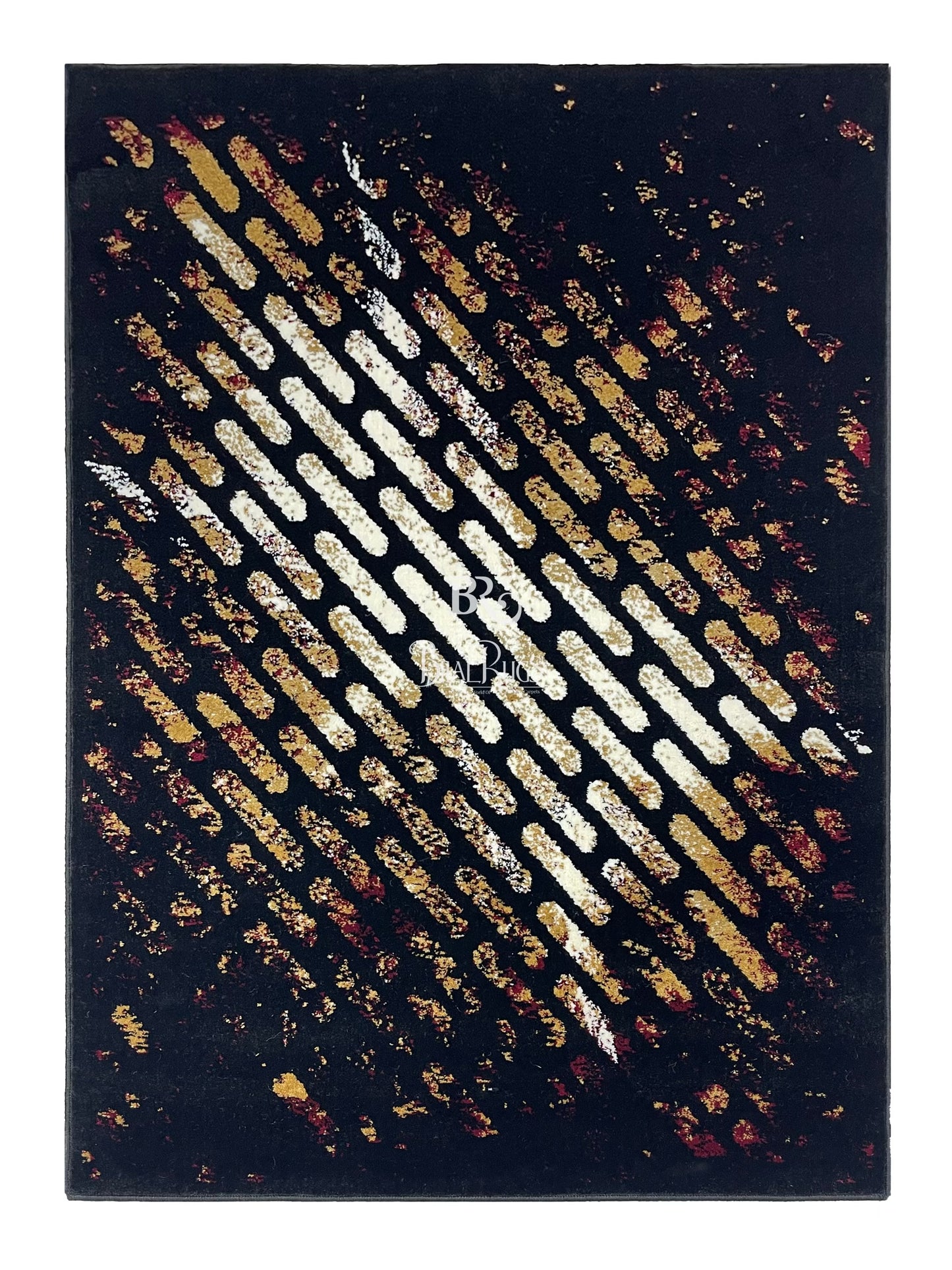 Modern Polypropylene Rug,Woven Back (Article-172-Black ) Size : 4 ft width x 5.6 ft length (120 cm x 170 cm)