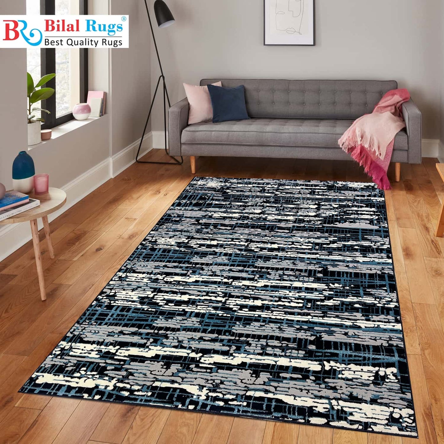 Polyester Silk.(Article-1603-Blue , offwhite)
Size : 6.6 ft width x 9.6 ft length ( 200 cm x 290 cm)