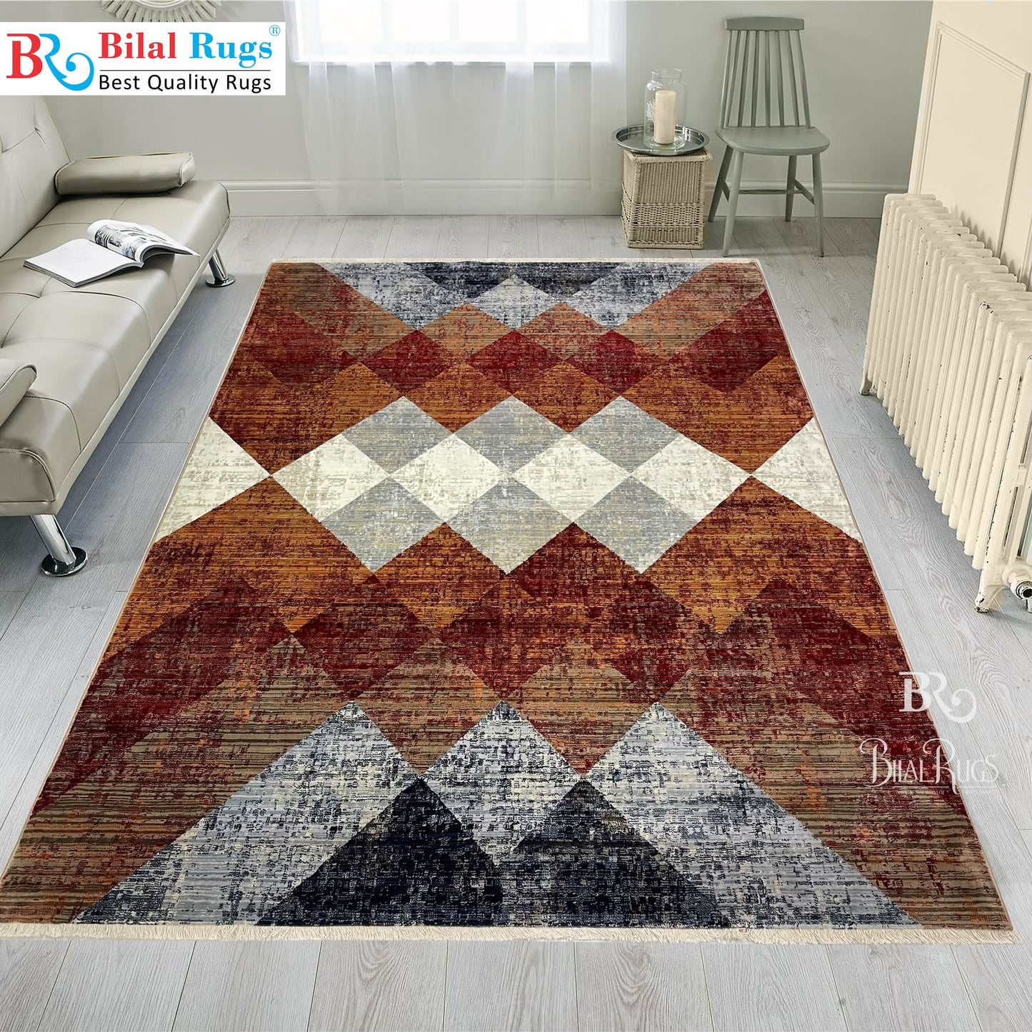 Turkish Polypropylene Silk.(Article-1671-Rust ,Multi )
Size : 5ft width x 7.3ft length (160 cm x 225cm)