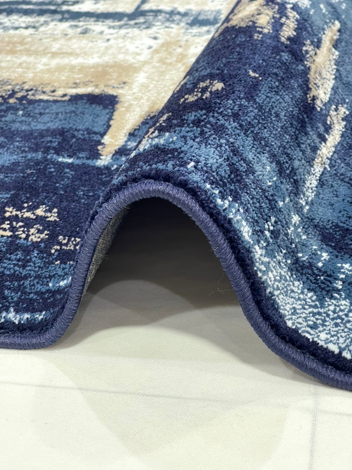 Modern polypropylene Rug,back woven (Article-179-Blue) Size : 4 ft width x 5.6 ft length (120 cm x 170 cm)