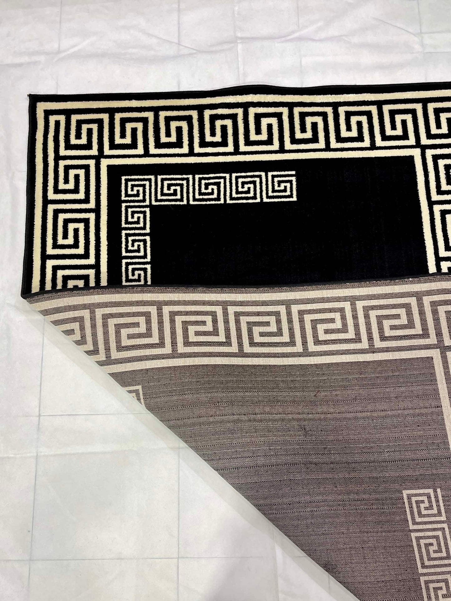 Versace polypropylene Rug,back woven(Article-129-Black)