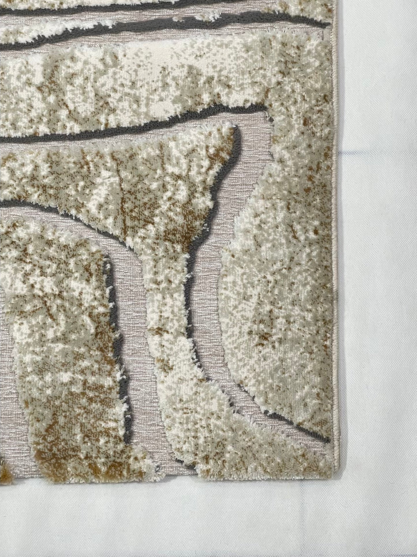 Irani viscose Cutt work Rug , Woven Back Article-307-Light Beige Size : 3 ft width x 5 ft length (100 cm x 150cm)