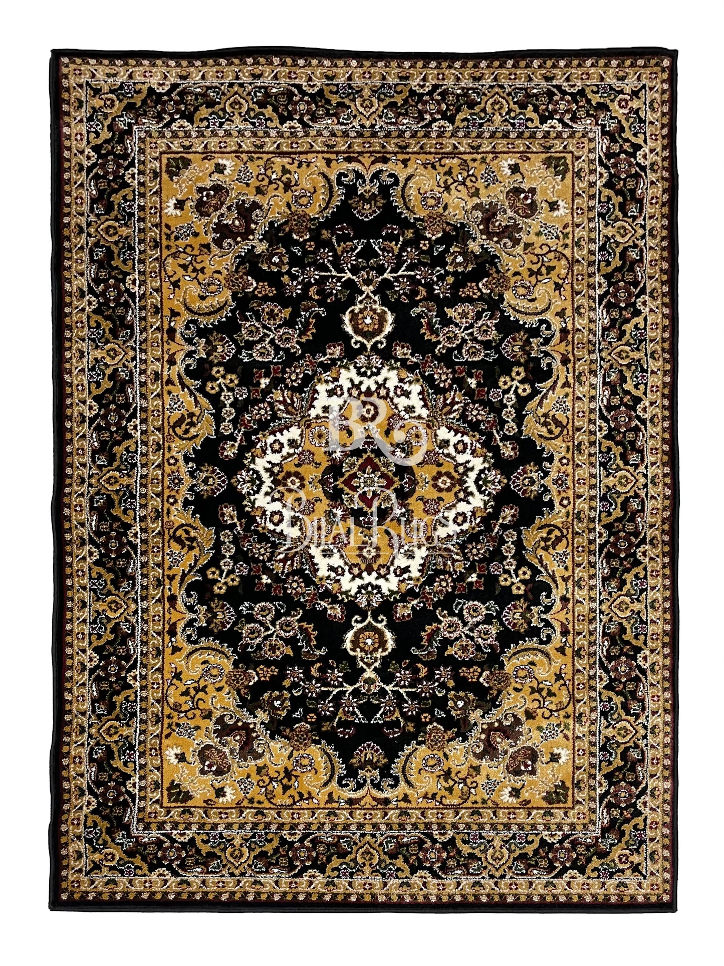 Persian Polypropylene Rug,back woven(Article-55-Black)
Size : 5ft width x 7.3ft length (150cm x 220cm)