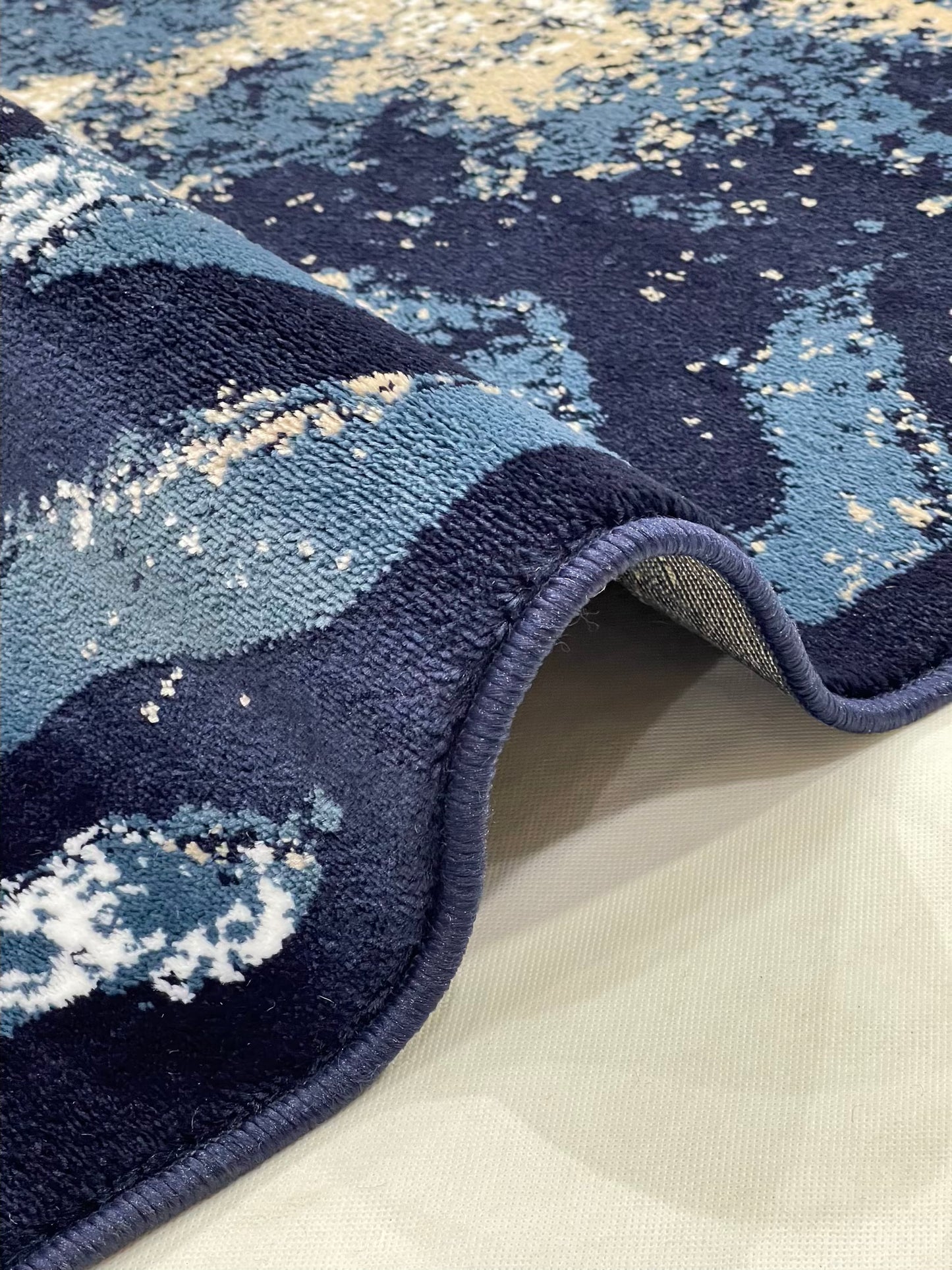 Modern Polypropylene Rug Back Woven(Article-381-Blue)